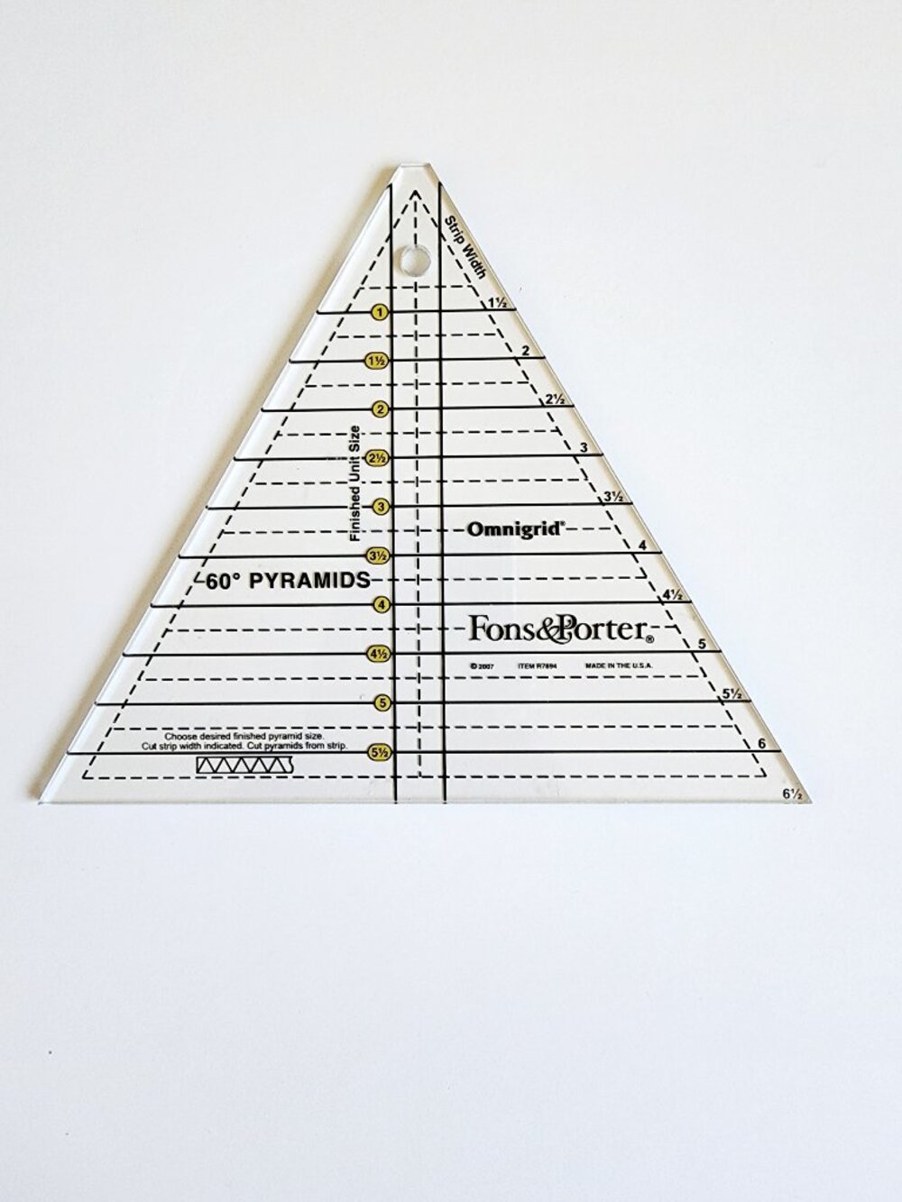 Fons & Porter 60 Degree Pyramid Quilting Ruler by Omnigrid